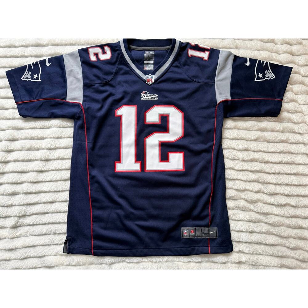 Nike On-Field Tom Brady #12 New England Patriots Jersey Youth Large (14/16) EUC